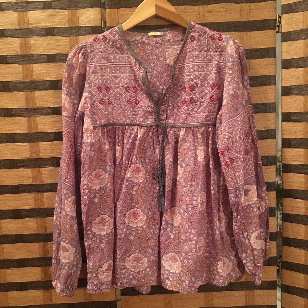 Matta NY Large Floral Cotton Tassel Top